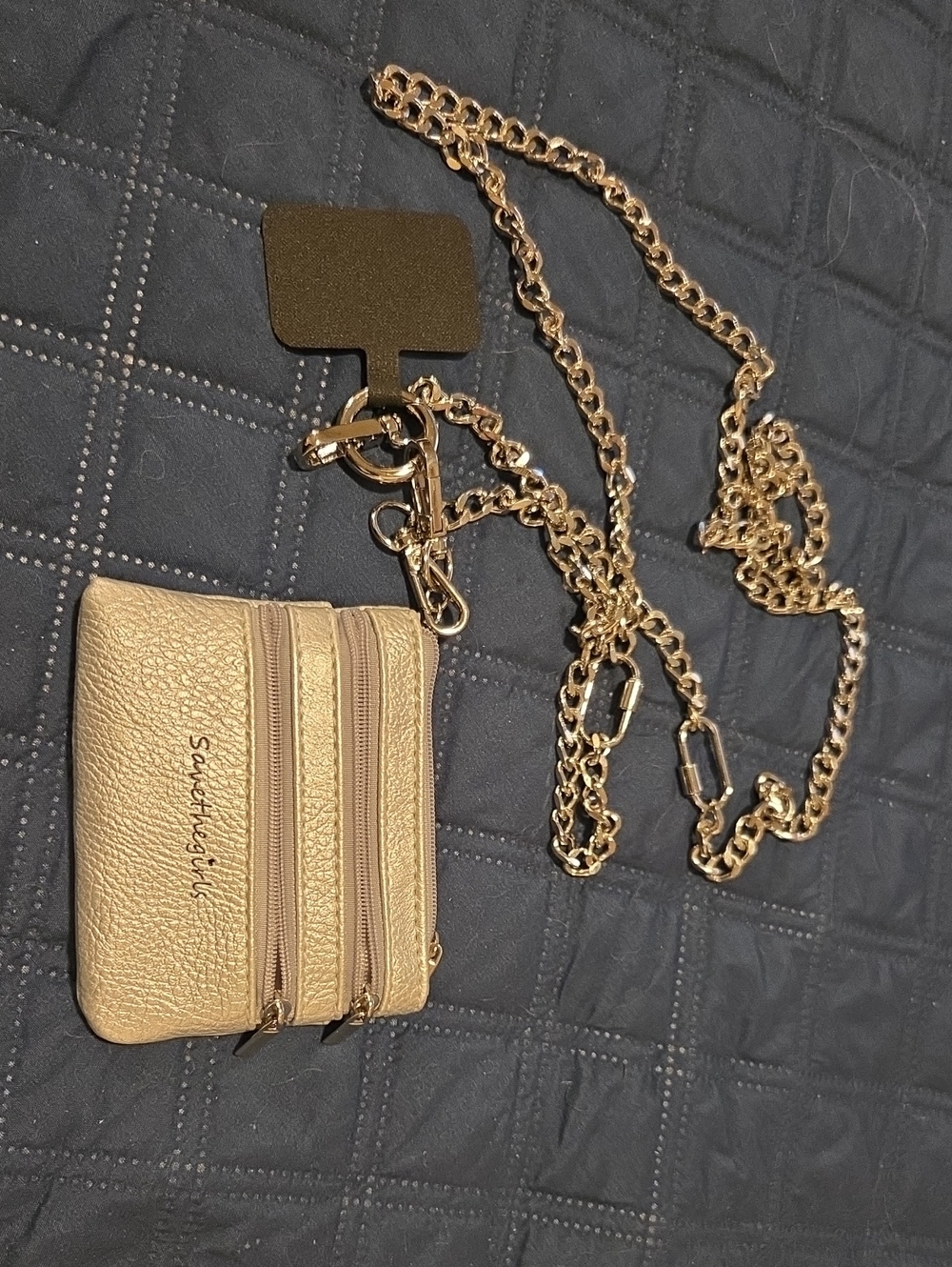 SavvyVault Gold Mini Crossbody Coin Pouch with Chain Strap